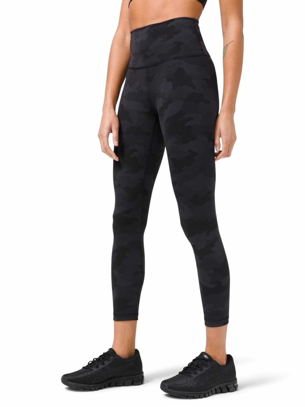 Lululemon Wunder Train High-Rise Leggings 23" Black & Grey Camo Everlux Sz 12